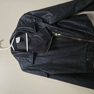 Black Shimmer Jacket with Gold Zipper